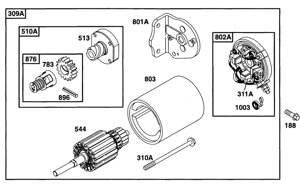 Electric Starter 2 Diagram and Parts List for 290777-0033-XX  Briggs and Stratton Engine